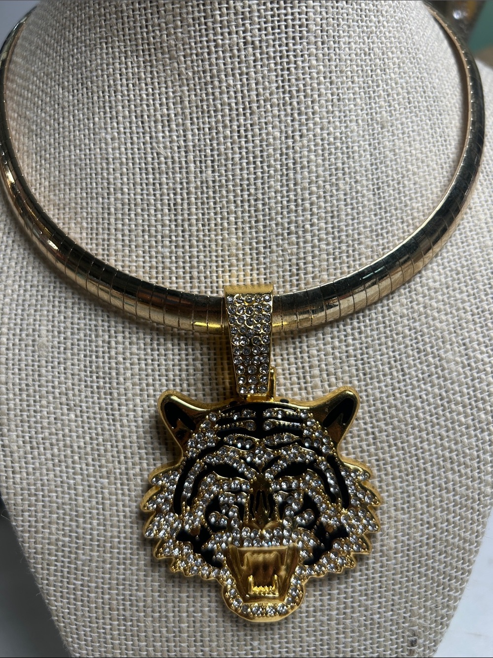 Gold Tiger Head Pendant Necklace - Women Jewelry